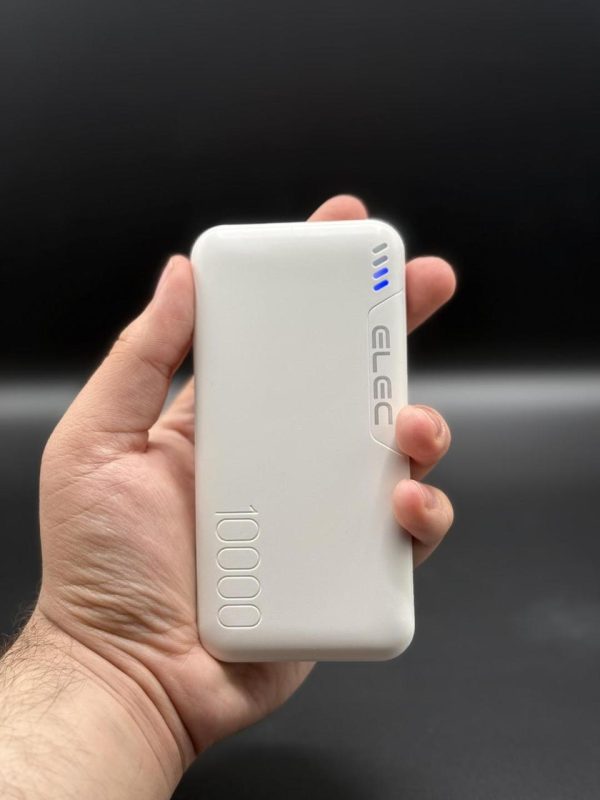Elec 10,000mah Fast Charging Power Bank – White | Dual Type-a & Type-c Output | With Box